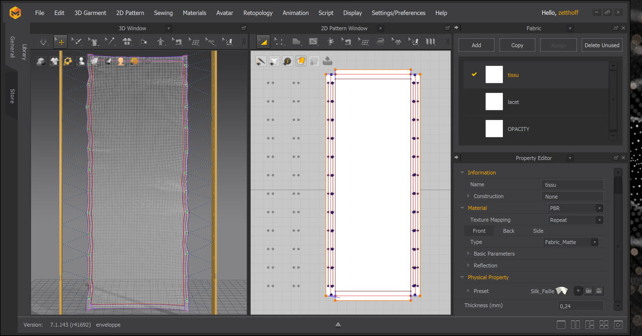 Simulation of the fabric enveloping the pavilion on Marvelous